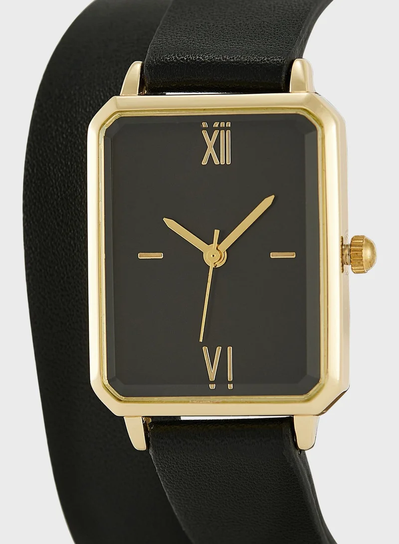 ELLA Double Wrap Rectangle Strap Analogue Watch