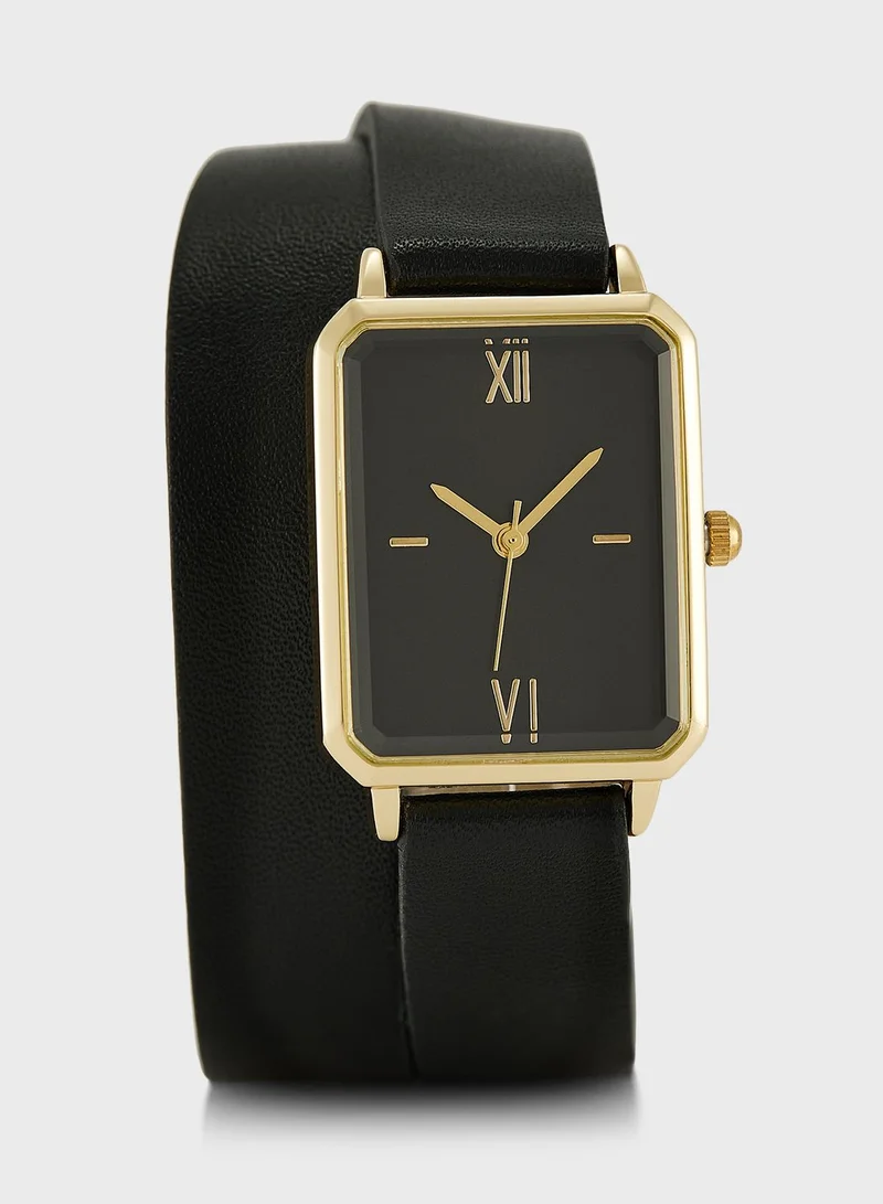 ELLA Double Wrap Rectangle Strap Analogue Watch