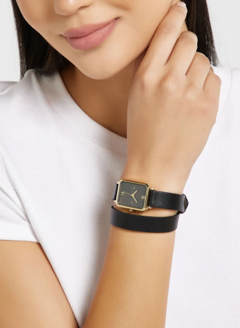 ELLA Double Wrap Rectangle Strap Analogue Watch