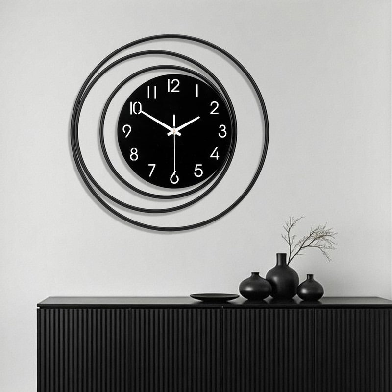Dankeit 13inch Decorative Wall Clock, Silent Non-Ticking Quality Quartz Battery Operated, Large Wall Clock for Living Room Kitchen Home Bathroom Bedroom Wall Decor, Black - Image 1