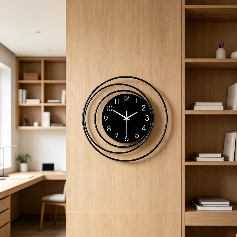 Dankeit 13inch Decorative Wall Clock, Silent Non-Ticking Quality Quartz Battery Operated, Large Wall Clock for Living Room Kitchen Home Bathroom Bedroom Wall Decor, Black - Image 5