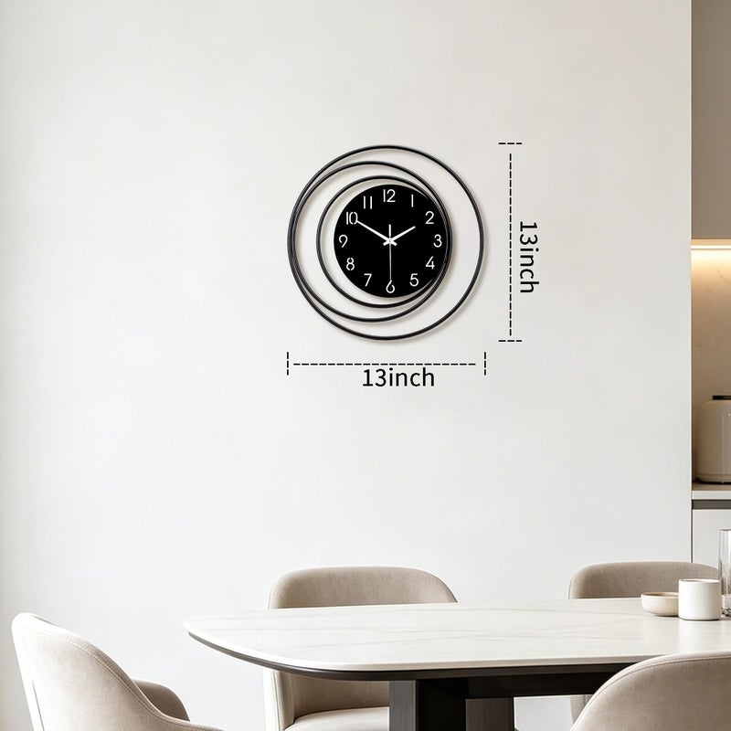 Dankeit 13inch Decorative Wall Clock, Silent Non-Ticking Quality Quartz Battery Operated, Large Wall Clock for Living Room Kitchen Home Bathroom Bedroom Wall Decor, Black - Image 4