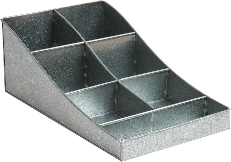 Mind Reader Cup and Condiment Station, Countertop Organizer, Coffee Bar, Galvanized Metal, 8.5" L x 14.5" W x 5.25" H, Silver - Image 1
