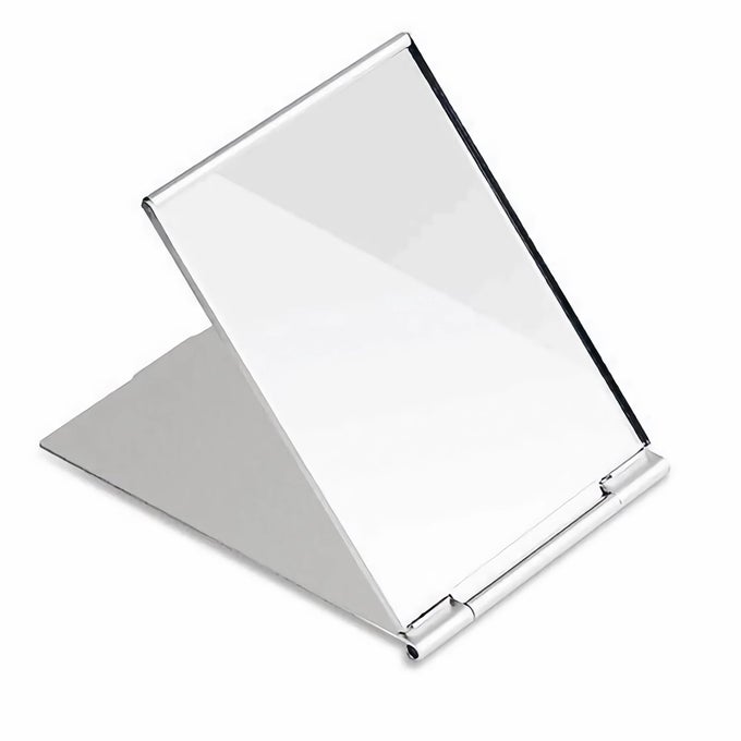 PORTABLE FOLDING VANITY MIRROR ULTRASLIM ALUMINUM SHELL TRAVEL MIRROR 4X3 INCH SMALL MIRROR FOR TRAVEL BATHROOM MAKEUP BEAUTY GROOMING