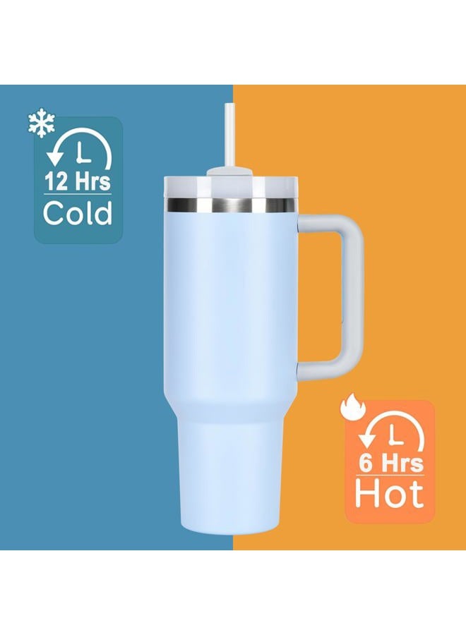 HIMALU 40oz Tumbler with Handle, Straw, Lid, Stainless Steel Vacuum Insulated Water Bottle Adventure Travel Mug Quencher for Iced Coffee, Hot or Cold Tea and Beverage, Sky Blue - Image 5