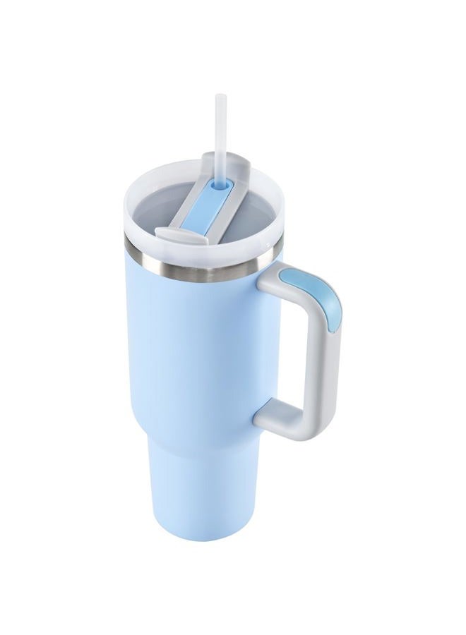 HIMALU 40oz Tumbler with Handle, Straw, Lid, Stainless Steel Vacuum Insulated Water Bottle Adventure Travel Mug Quencher for Iced Coffee, Hot or Cold Tea and Beverage, Sky Blue - Image 2