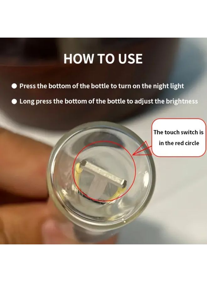 مصباح زجاجة زجاجي بتقنية LED يعمل باللمس عبر منفذ USB أزرق لغرفة النوم أو المكتب أو السيارة - Image 2