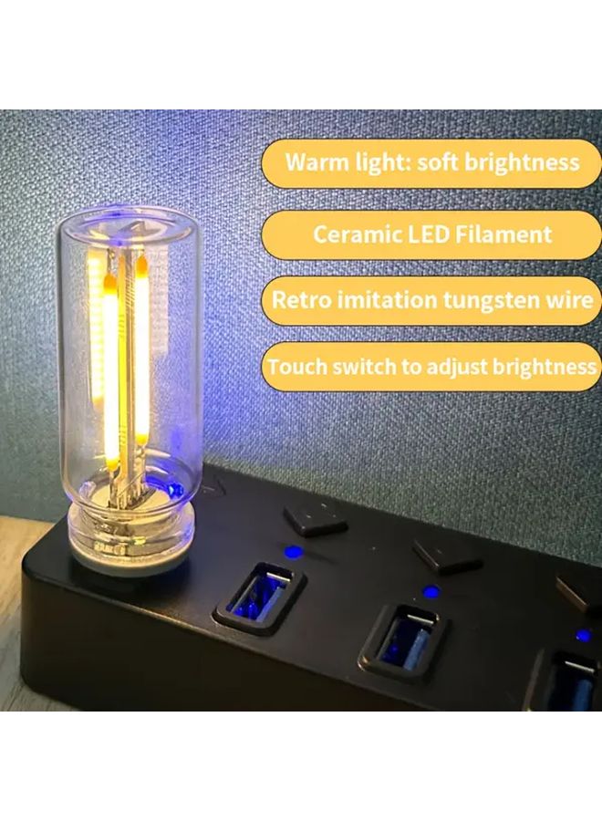 مصباح زجاجة زجاجي بتقنية LED يعمل باللمس عبر منفذ USB أزرق لغرفة النوم أو المكتب أو السيارة - Image 4