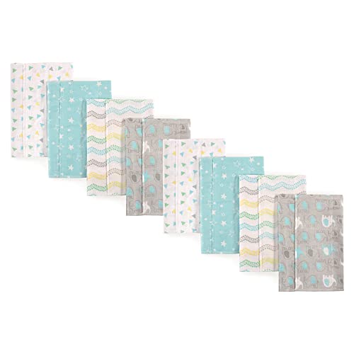 Luvable Friends Unisex Baby Cotton Flannel Burp Cloths, Basic Elephant 8-Piece, One Size - Image 5