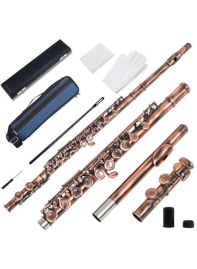 SLADE C-key 16-Hole Flute Set Closed Hole C Flute With Case Cleaning Rod Wiping Cloth and Gloves for Beginner Music Lover  - Image 1