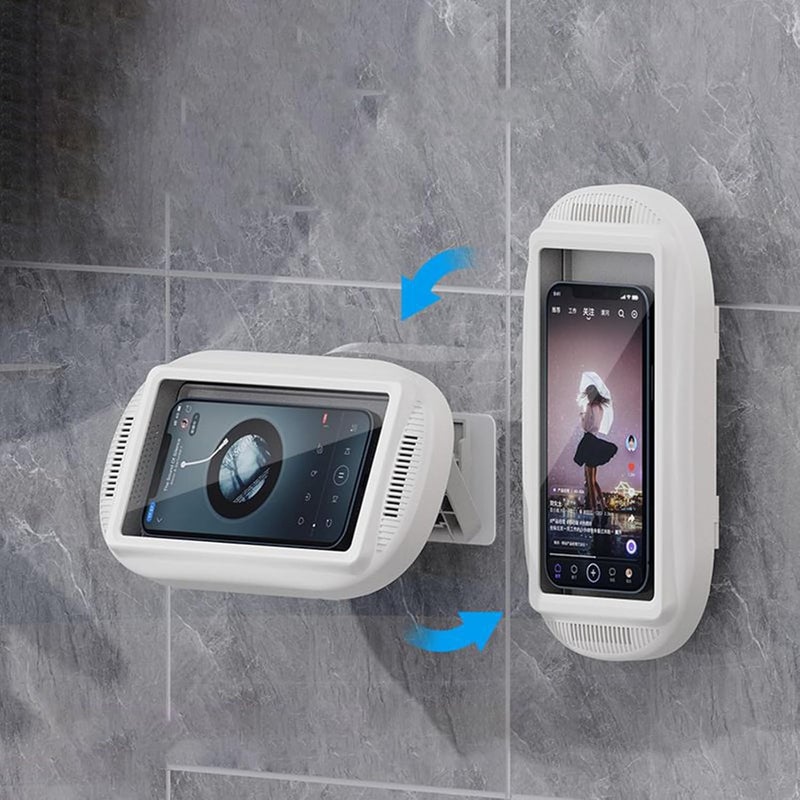 Waterproof Shower Phone Holder,Suction Wall Cell Phone Holder Stand - Shockproof Shower Smartphone Case - for Bathroom Kitchen Bedroom Dormitory Hotel Indoor Glass Tile Mirror - Image 2