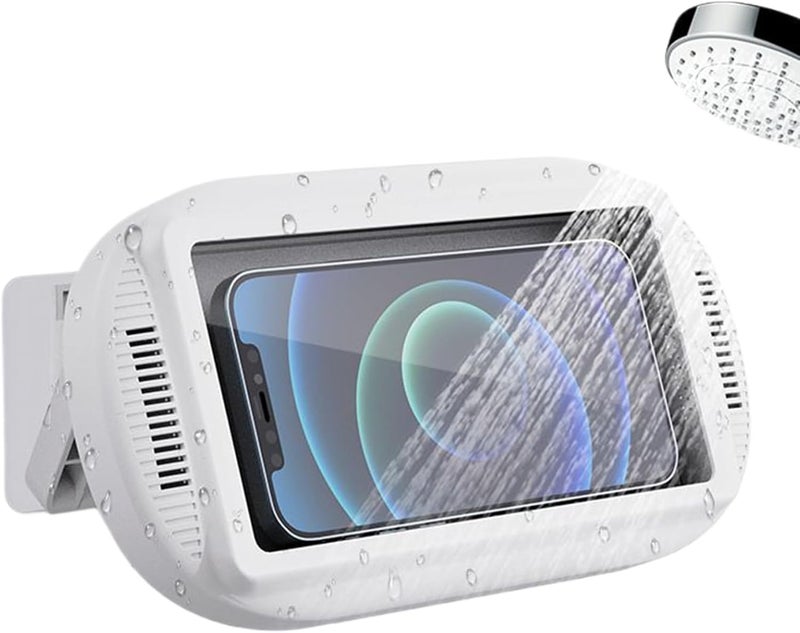 Waterproof Shower Phone Holder,Suction Wall Cell Phone Holder Stand - Shockproof Shower Smartphone Case - for Bathroom Kitchen Bedroom Dormitory Hotel Indoor Glass Tile Mirror - Image 1