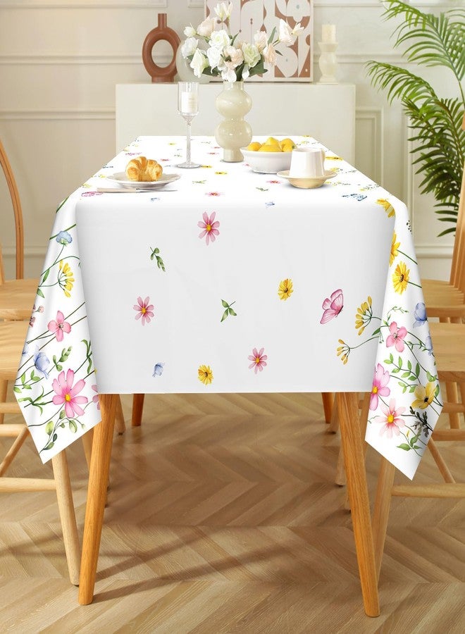 Arquiel Wildflower Floral Tablecloth Waterproof, Spring Summer Flowers Table Cloth Rectangle Stain Resistant, Washable Table Cover for Home Kitchen Dining Party Decoration (60×84 Inch) - Image 4