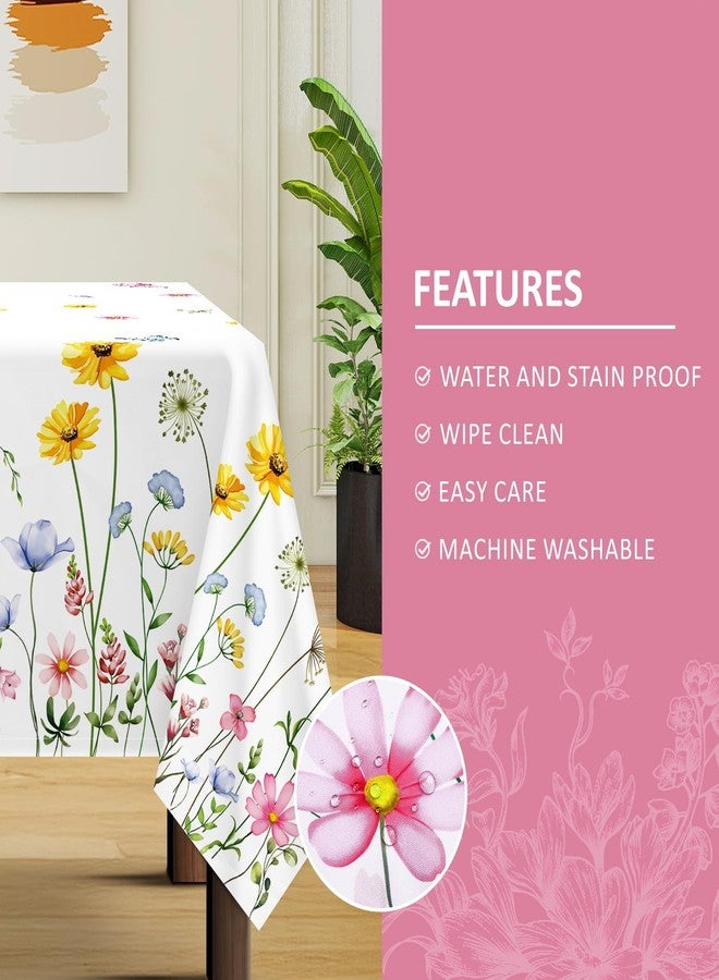 Arquiel Wildflower Floral Tablecloth Waterproof, Spring Summer Flowers Table Cloth Rectangle Stain Resistant, Washable Table Cover for Home Kitchen Dining Party Decoration (60×84 Inch) - Image 5
