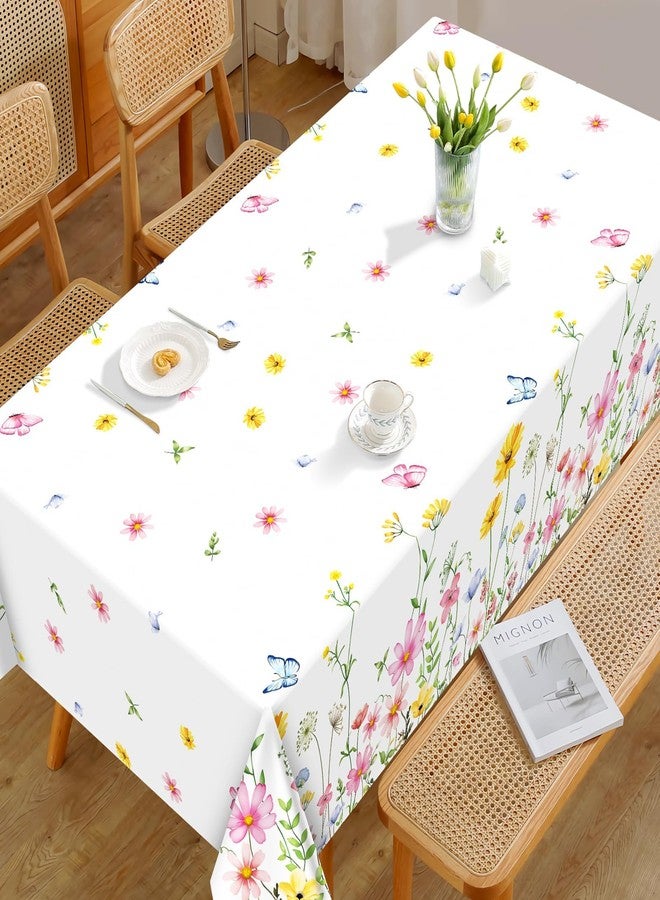 Arquiel Wildflower Floral Tablecloth Waterproof, Spring Summer Flowers Table Cloth Rectangle Stain Resistant, Washable Table Cover for Home Kitchen Dining Party Decoration (60×84 Inch) - Image 3