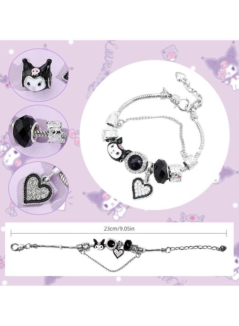 هاي هيلوك سوار Kawaii Kuromi للمرأة ، 1 قطعة سوار سحر الصداقة سوار لطيف للفتيات ، سوار مرن للفتيات في سن المراهقة هدايا مجوهرات سلسلة قابلة للتعديل ، معدن  - Image 2