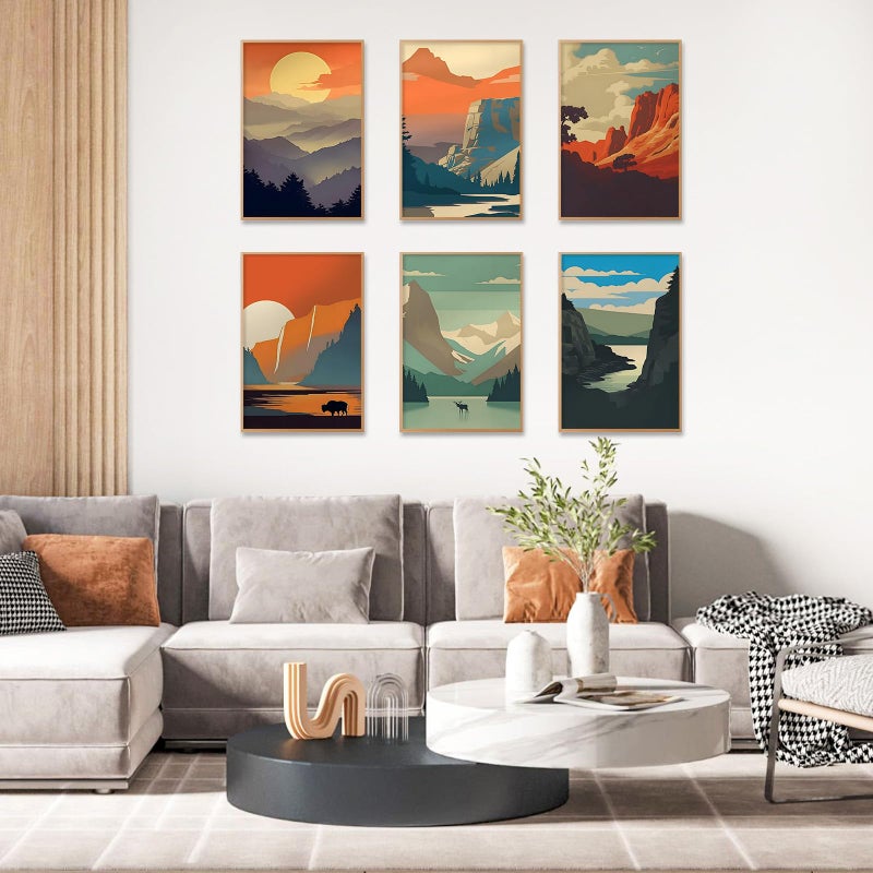Camocin 6 Pack Paint by Numbers Kit for Adults, National Park Adult Paint by Number Kits on Canvas Without Frame for Beginner, Mountains Acrylic Oil Painting by Numbers Kits for Home Decor 8 x 12 Inch - Image 2