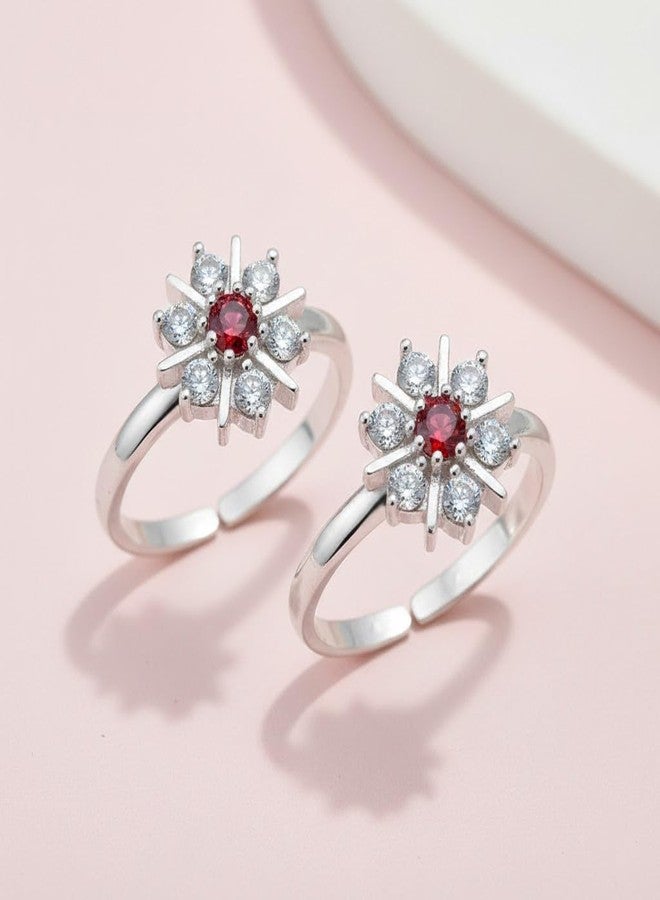 Parnika (Formerly MJ Designer Multi CZ Adorned Silver Toe Rings in Pure 92.5 Sterling Silver for Women (Designer) - Image 3