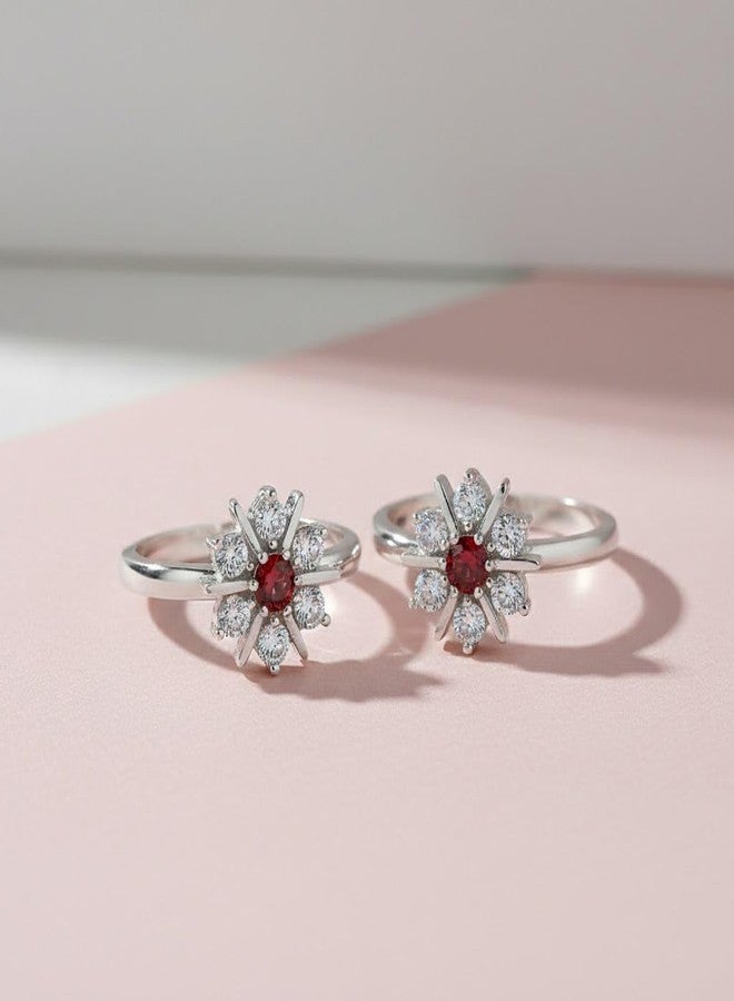 Parnika (Formerly MJ Designer Multi CZ Adorned Silver Toe Rings in Pure 92.5 Sterling Silver for Women (Designer) - Image 4