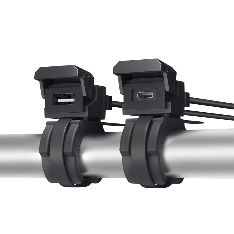ووب محول طاقة للدراجات النارية بقدرة 30 واط عبر منفذ USB-C بتقنية PD و 18 واط عبر منفذ USB-A للشحن السريع - مزدوج المنافذ ومُثبت على المقود - غطاء مقاوم للماء والغبار - شاحن متوافق مع أنظمة 12 فولت إلى 24 فولت - مثالي للرحلات الطويلة بالدراجة النارية ومركبات ATV والدراجات ثلاثية العجلات - Image 5