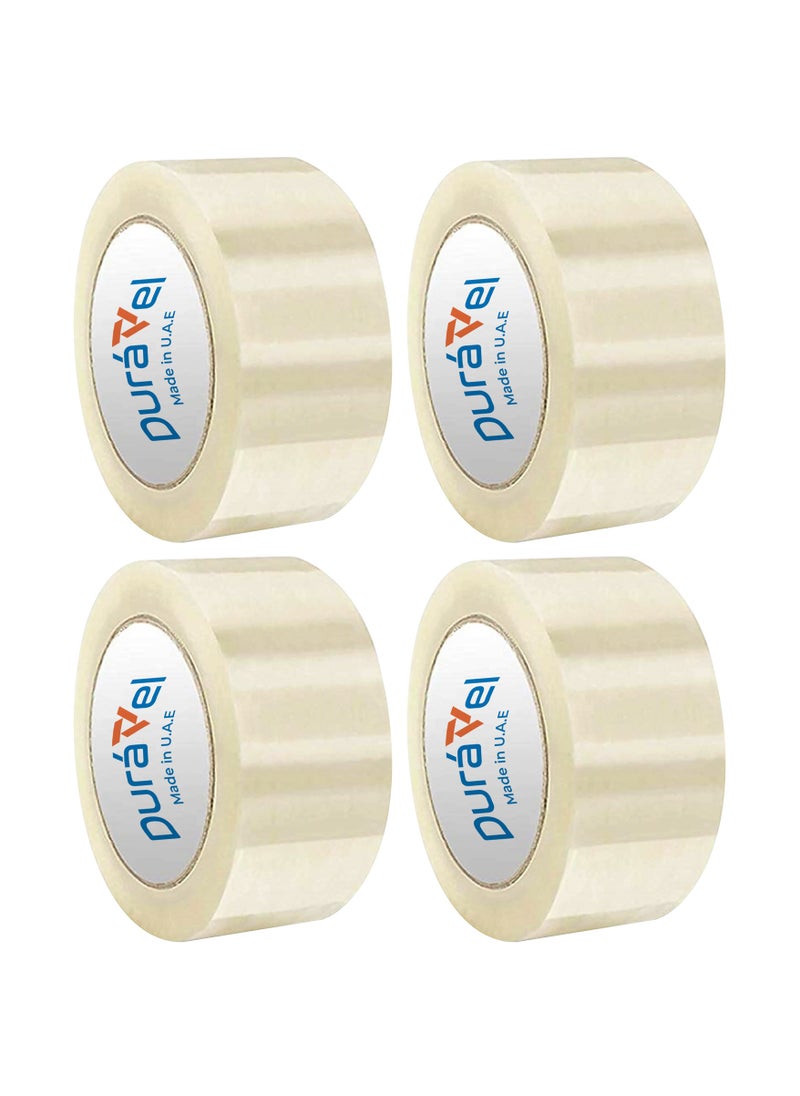 Duravel Duravel Clear Packing Tape, 2 inches x 50 yards Strong Heavy Duty Packaging Tape for Sealing Parcel Boxes, Moving Boxes Houses, Large Postal Bags, Office Supplies [4 Roll]  - Image 1