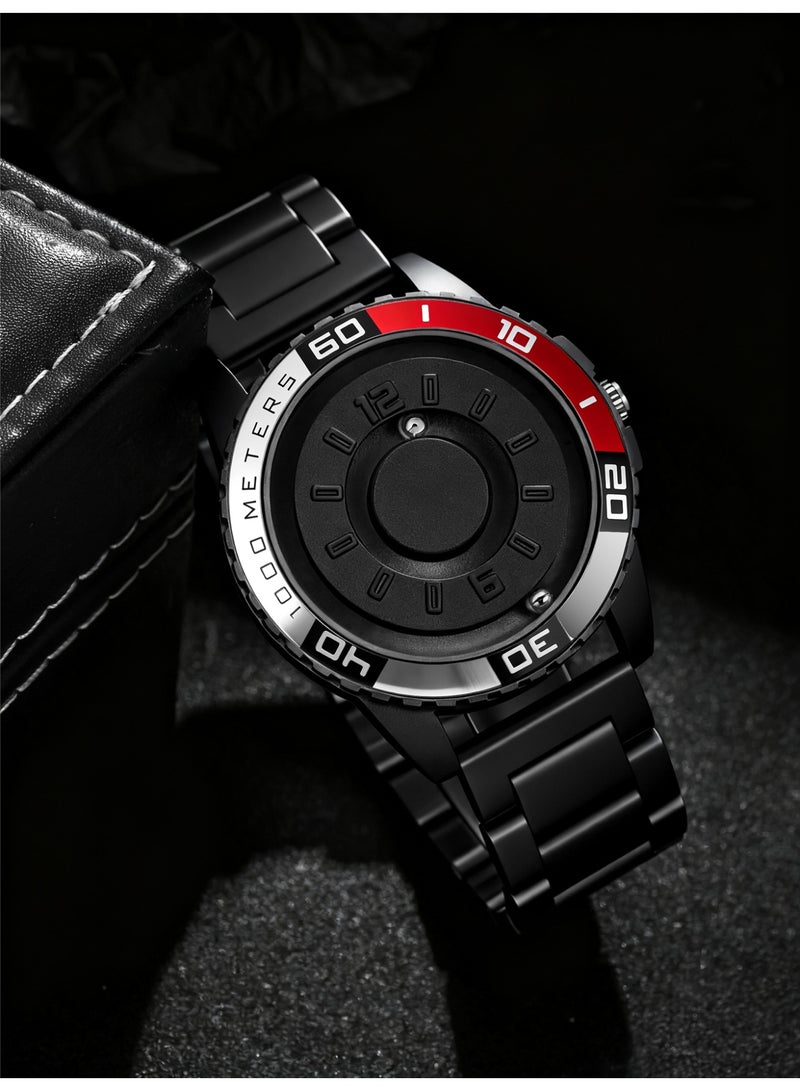 جديد أنيق أسود الرجال ووتش ، تصميم فريد من نوعه ، ومناسبة لمجموعة متنوعة من المشاهد ارتداء هدية مثالية لعيد ميلاده