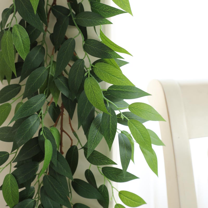 dallisten 3 Strands Italian Ruscus Artificial Vines, 39" Silk Vine Garland with Green Leaves, Fake Hanging Plants Greenery Decor for Home, Bedroom, Wall, Party, Wedding Decoration - Image 4