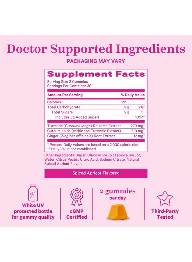 Pink Stork Turmeric Ginger Gummies - Turmeric and Ginger for Digestion, Detox, Gas, Energy Support, Immune Health - 60 Spiced Apricot Bloating Supplements - Image 4