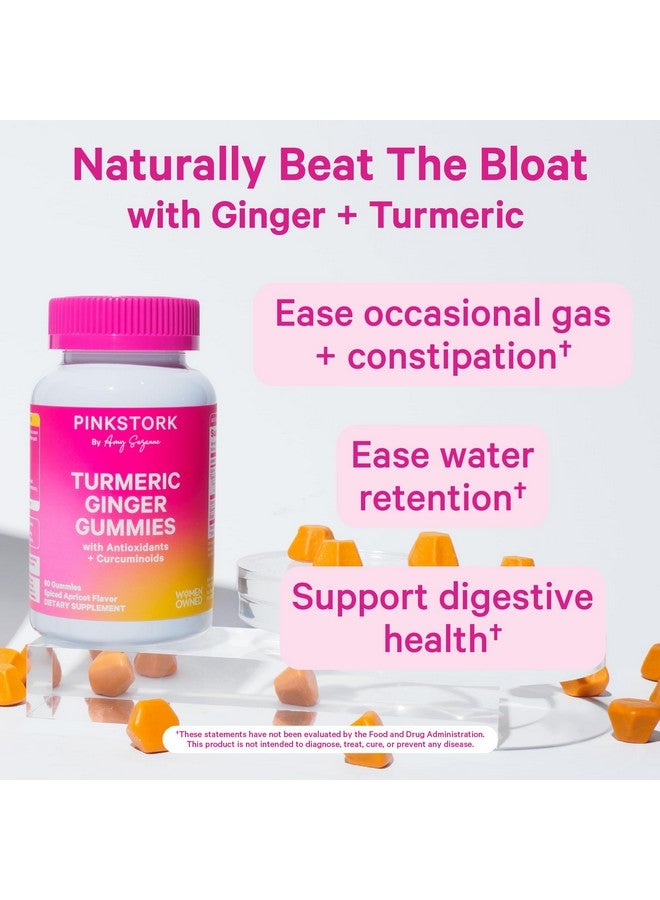 Pink Stork Turmeric Ginger Gummies - Turmeric and Ginger for Digestion, Detox, Gas, Energy Support, Immune Health - 60 Spiced Apricot Bloating Supplements - Image 2