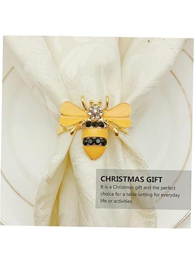 6 Pcs Bee Napkin Rings Alloy Napkin Buckles for Cloth Napkins Elegant Table Decor for Weddings Parties and Everyday Dining Stylish Napkin Holders - Image 2