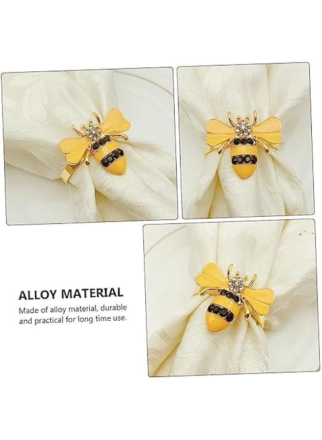 6 Pcs Bee Napkin Rings Alloy Napkin Buckles for Cloth Napkins Elegant Table Decor for Weddings Parties and Everyday Dining Stylish Napkin Holders - Image 5