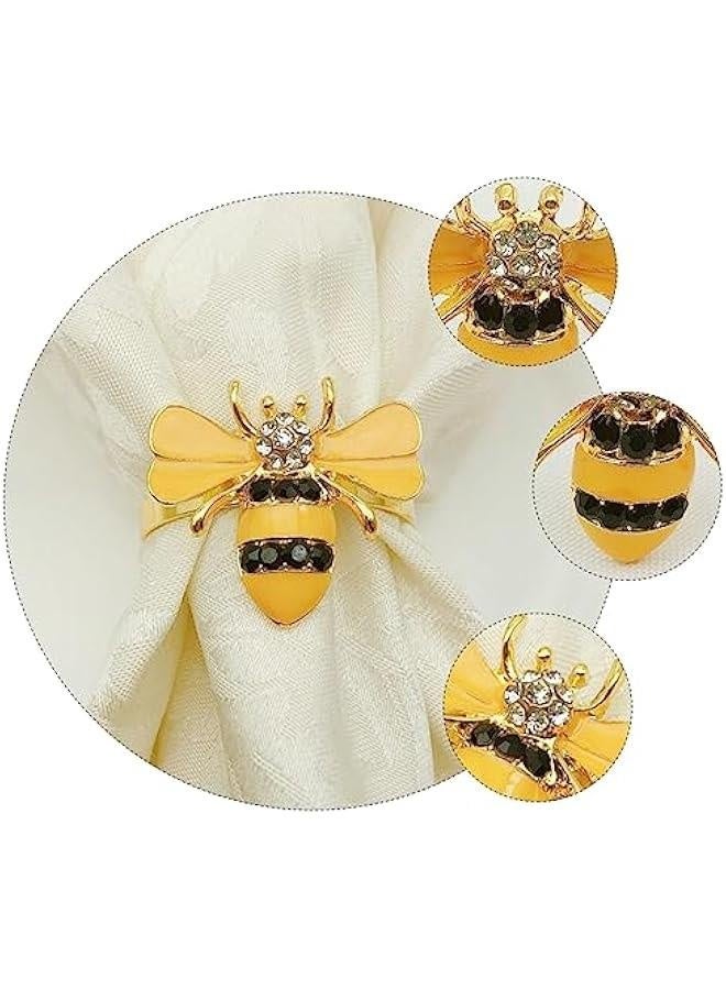 6 Pcs Bee Napkin Rings Alloy Napkin Buckles for Cloth Napkins Elegant Table Decor for Weddings Parties and Everyday Dining Stylish Napkin Holders - Image 3