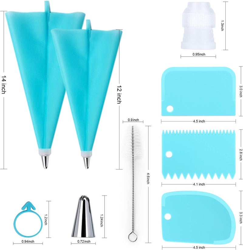 Byfryna 34PCs Cake Decorating Kit–Piping Bags and Tips Set With 24 Stainless Steel Piping Tips,2 Reusable Silicone Piping Bags,3 Smoothers, 2 Couplers,2 Bag Ties & 1 Brush for Baking & Cake Decoration - Image 2