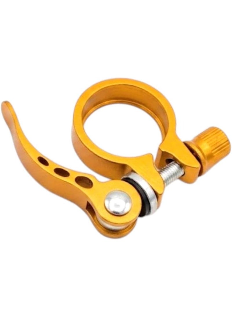 Quick-Release Bicycle Seatpost Clamp – Seat Locking Clamp (Gold) - Image 1