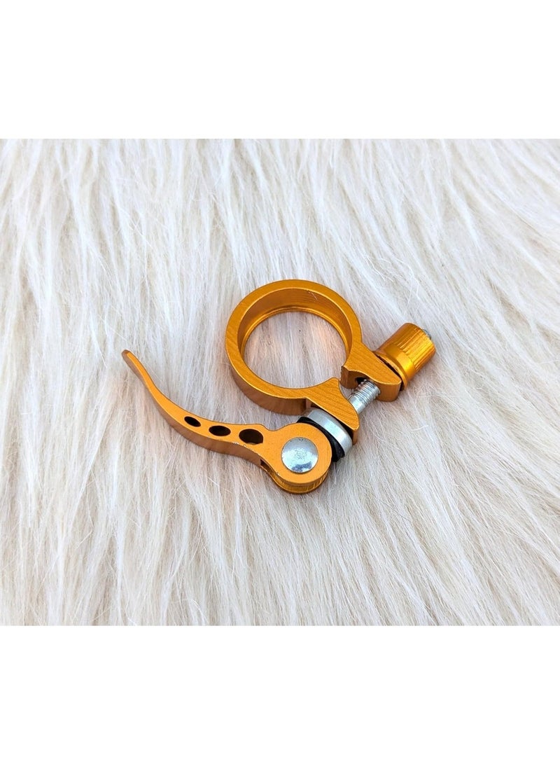 Quick-Release Bicycle Seatpost Clamp – Seat Locking Clamp (Gold) - Image 4