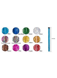 Edoneery 19.7 Inch Clip In Hair Fairy Tinsel Kit Clips Clip On Glitter Hair Tinsel Extensions 12 Colors  - Image 2