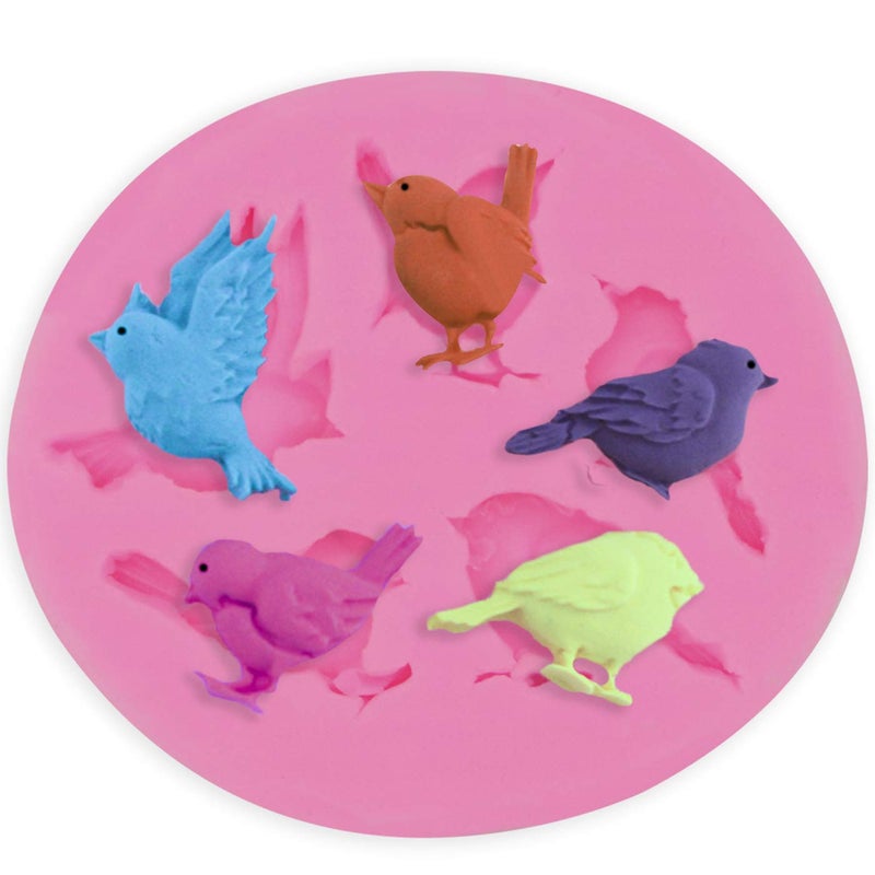 Hengke 2Pcs Bird Shape Forest Theme Silicone Mold for Birthday PartiesPuddingPan MuffinImpression Mats Baroque FondantChocolateIce CubeCookie Pastry PiesCake Cup CakeDecorationPolymer Clay