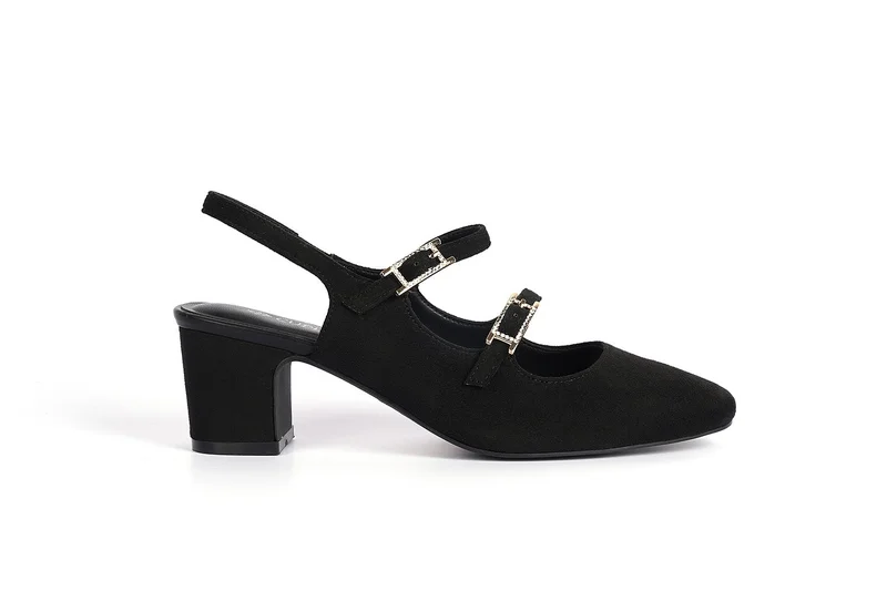 Block heel slingback&Double strap mules