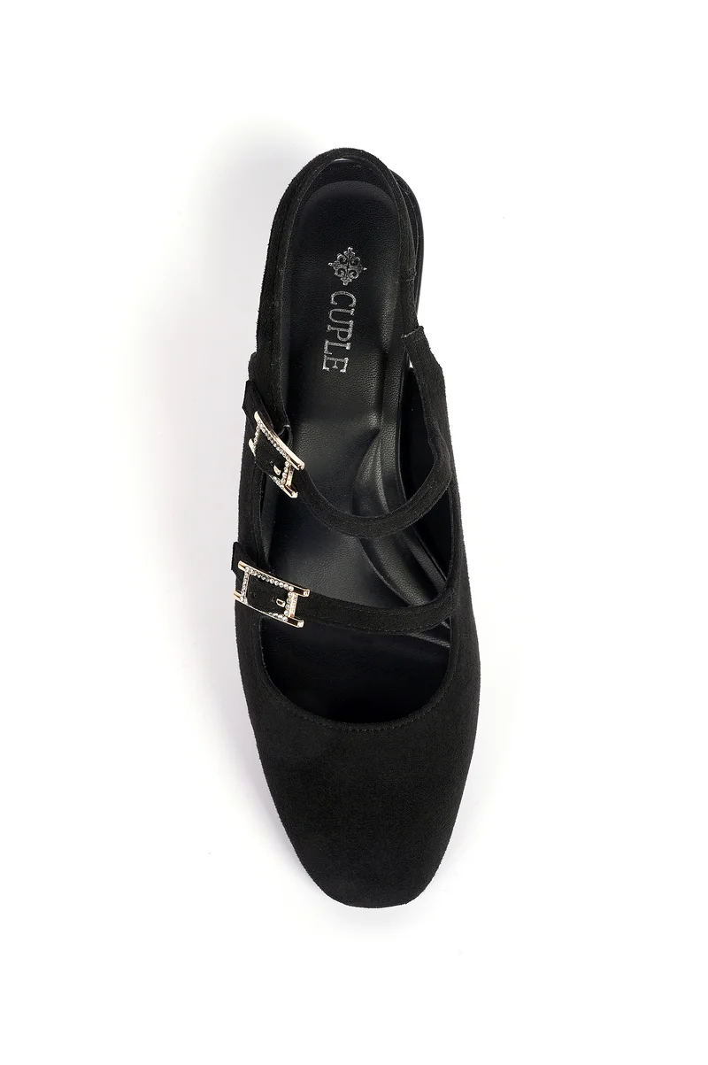 Cuple Block heel slingback&Double strap mules