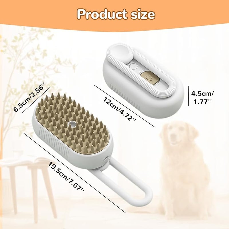 Fauppt Pet Steam Groomer Brush Electric,2025 Electric Cat Grooming Brush for Massaging and Cleaning Shedding Pets Hair,3 in 1 Pets Steam Brushes Hair Removal Comb for Cats Dogs (2PCS) - Image 5