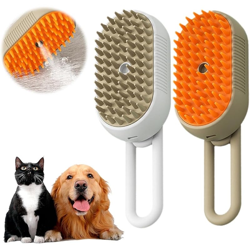 Fauppt Pet Steam Groomer Brush Electric,2025 Electric Cat Grooming Brush for Massaging and Cleaning Shedding Pets Hair,3 in 1 Pets Steam Brushes Hair Removal Comb for Cats Dogs (2PCS) - Image 1