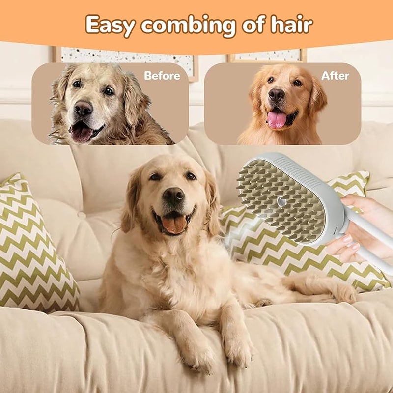 Fauppt Pet Steam Groomer Brush Electric,2025 Electric Cat Grooming Brush for Massaging and Cleaning Shedding Pets Hair,3 in 1 Pets Steam Brushes Hair Removal Comb for Cats Dogs (2PCS) - Image 3