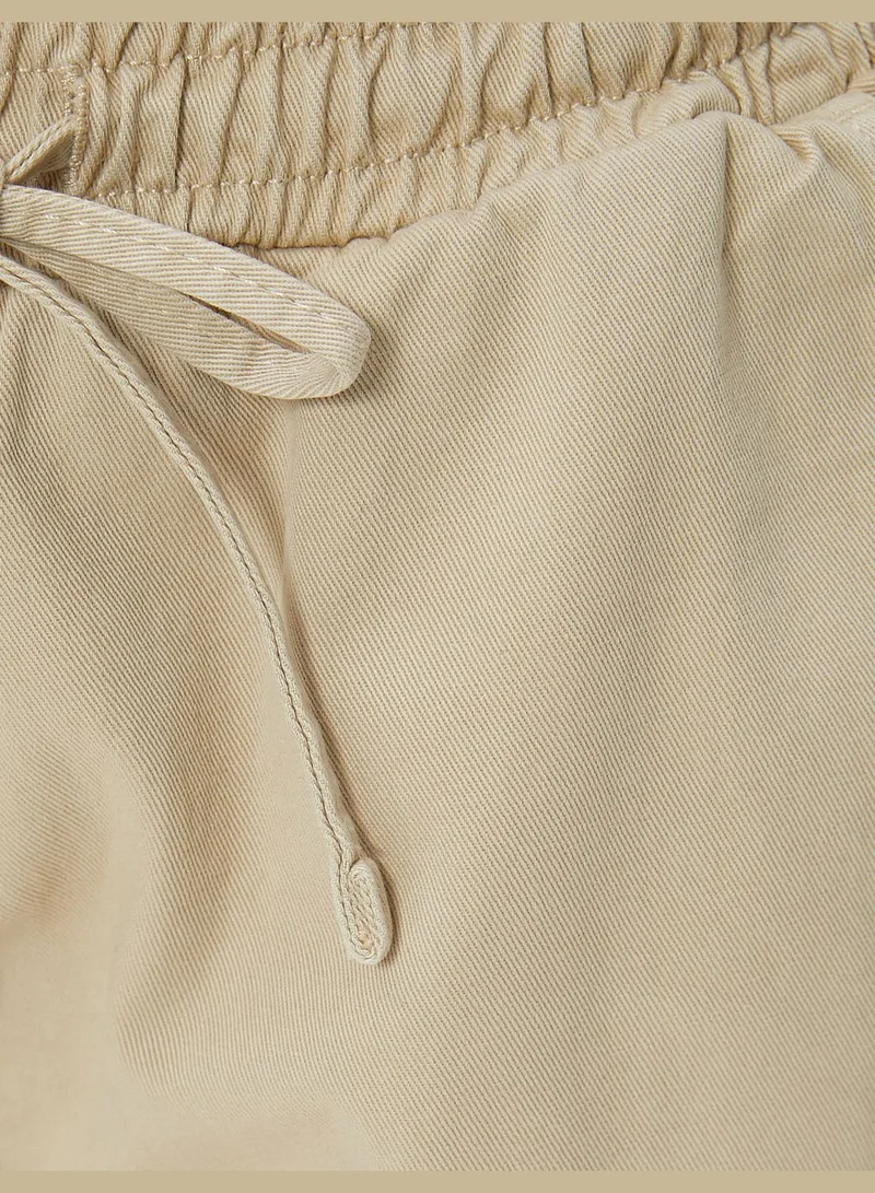 كوتون Cargo Jogger Trousers Relax Cut Drawstring Elastic Waistband Pockets Cotton