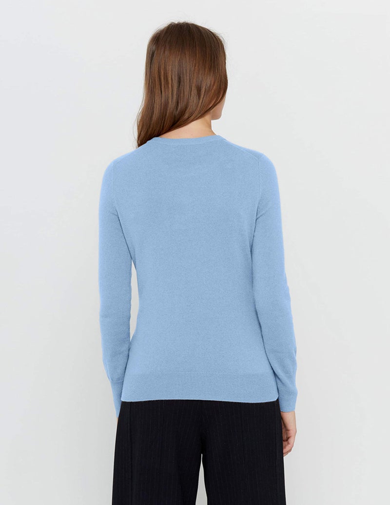 State Cashmere Womenâ€™s Essential Crewneck Sweater 100% Pure Cashmere Classic Long Sleeve Pullover (Bella Blue, Small) - Image 3