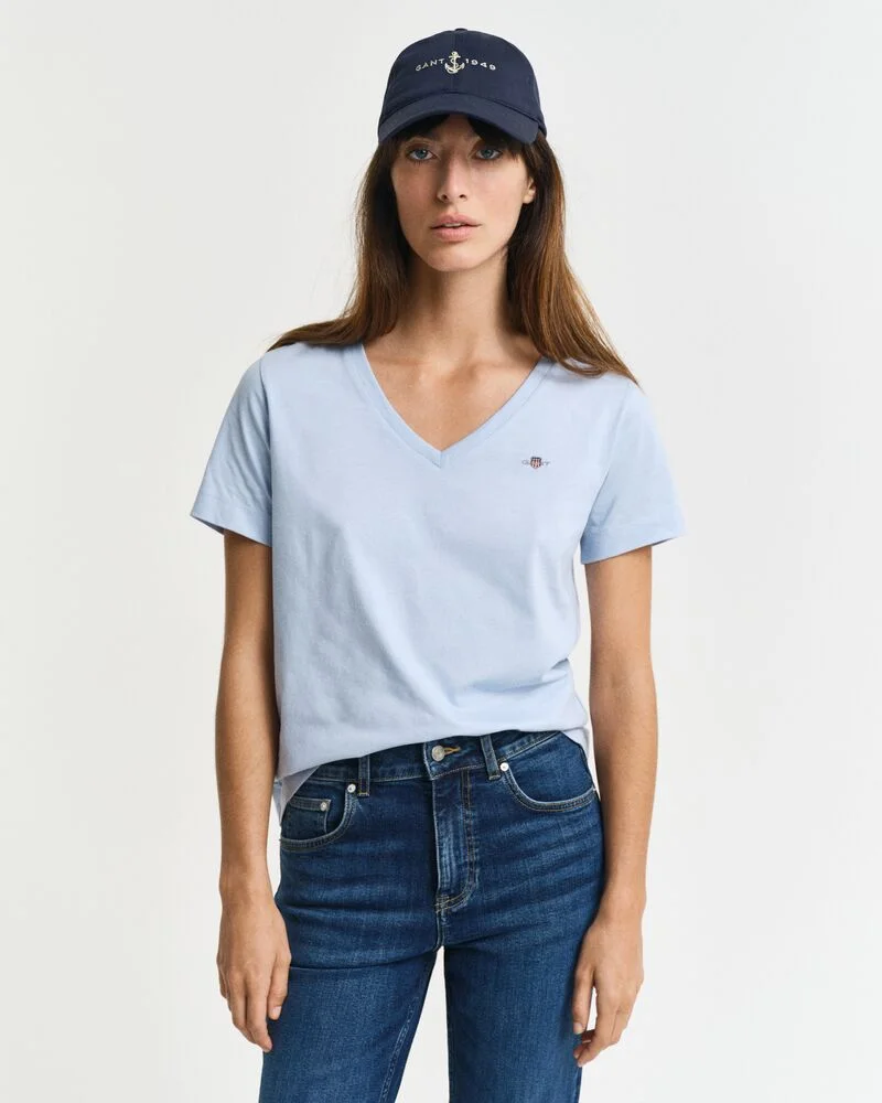 GANT Gant Regular Shield Ss V-Neck T-Shirt