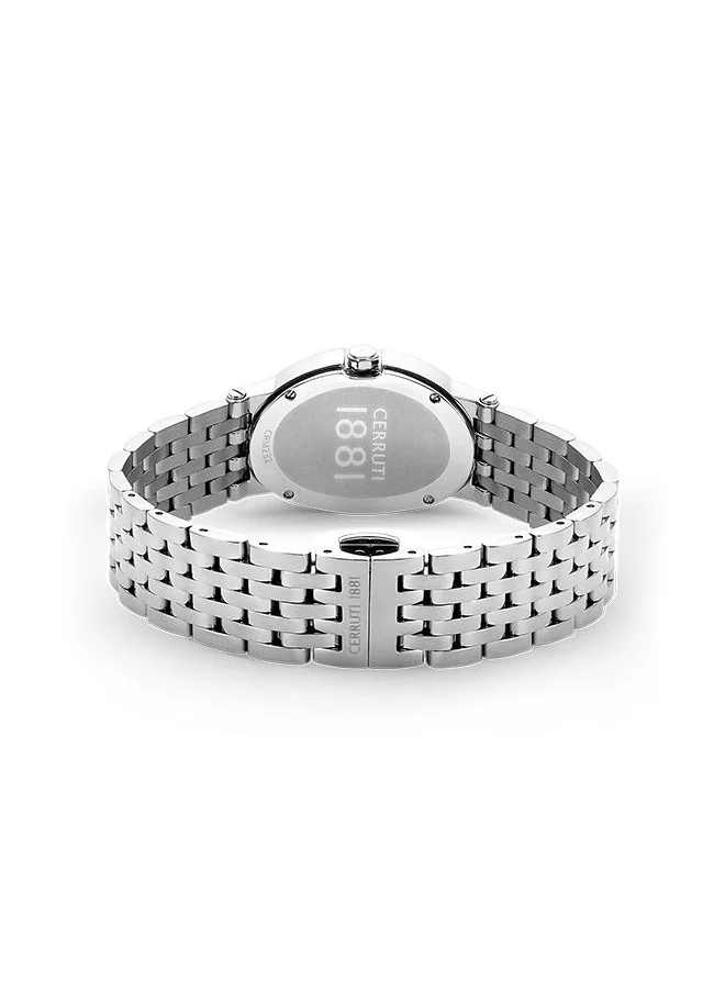 CERRUTI 1881 Womens Oval Shape Stainless Steel Analog Wrist Watch CIWLG2226101 28 mm Silver