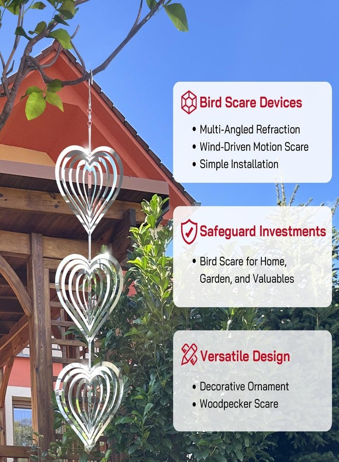 Factee Bird Scare Devices, 9 Pack 3D Stainless Steel Reflective Bird Scare Discs, Sparkly Wind Spinners Outdoor Garden Decor, Keep All Birds Away Woodpeckers Pigeons from Your House Garden Boat Orchard - Image 2