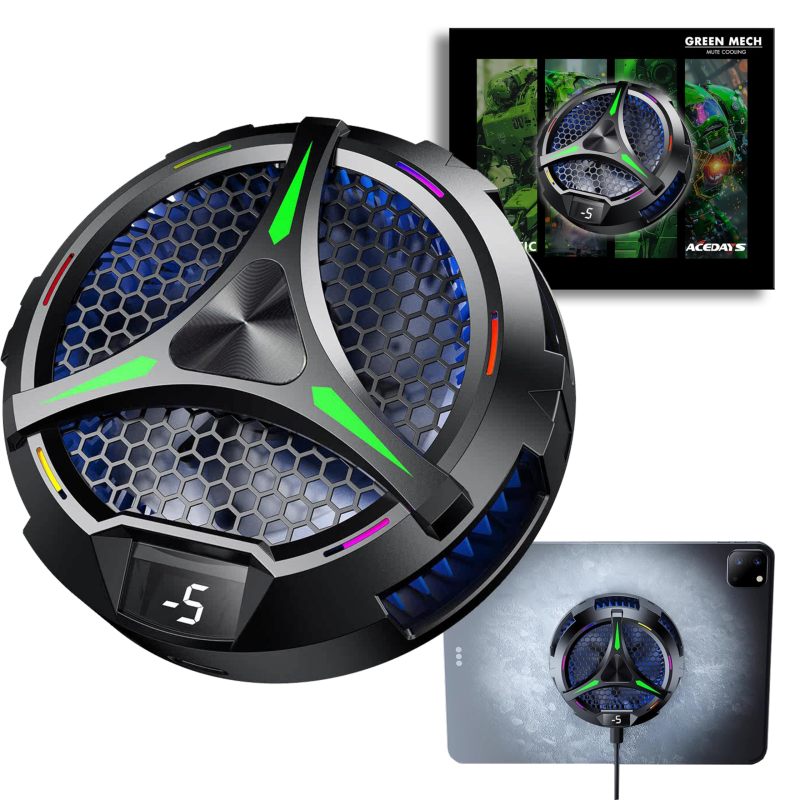Magnetic Tablet Radiator: 20W Rapid Aluminum Plastic Semiconductor Cooling - LED Temp Display Device Cooler for Gaming Streaming Tablets Laptops Switch Steam Deck - Image 1
