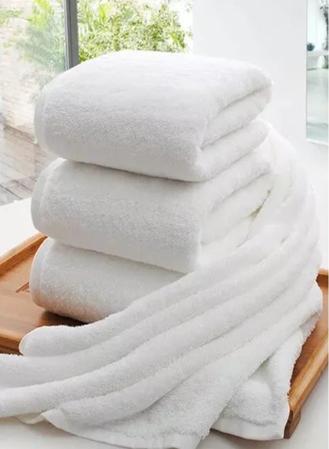 1Chase Set of 2 - 70x140 CM Premium Bath Towel 650 GSM , White - Image 3