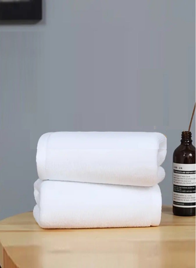 1Chase Set of 2 - 70x140 CM Premium Bath Towel 650 GSM , White - Image 1